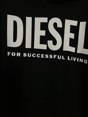 Diesel Black Dress Sweat Top Hooded Med 14 18 Logo Sold Out - Picture 7 of 8