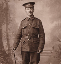 Kabinettkarte Foto britischer Soldat Milit&auml;r Comley Studio Stroud Gloucestershire