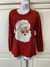 Holiday editions Missy Small NWT Santa Sweater Red/sequin Great For Holidays 