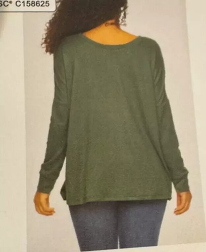 NWT Felina Women Long Sleeve Crew Neck Everyday T-Shirt Green Sz 2XL $30 11HL086 - Picture 2 of 2