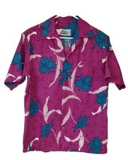 Hilo Hattie's Hawaii Vintage Cotton T-shirt Floral Hawaiian Camp Shirt Men's L