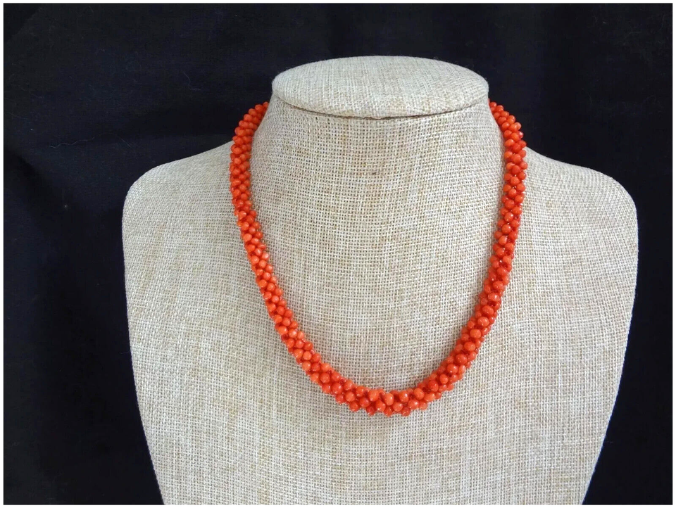 Antique Victorian Woven Red Coral Necklace eBay