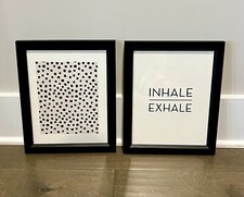 INHALE  EXHALE  Black Polka Dot Decor, Framed Wall Art, Home Prints 9.5x11"