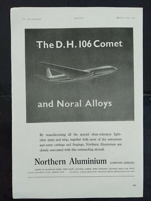 D.H.106 Comet & Noral Alloys - Flugzeug - 1940er Zeitschriftenanzeige #B4814