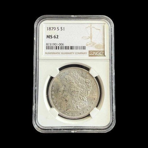 1879-S Morgan Silver Dollar $1 90% Silver NGC MS62 - 0396