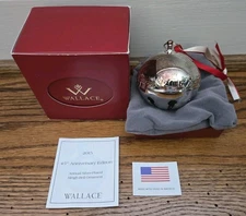 Wallace Silver-Plated Sleigh Bell 2015 45th Edition Mistletoe Made in USA