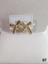 Stainless Steel Gold Tone Bow Statement Earrings