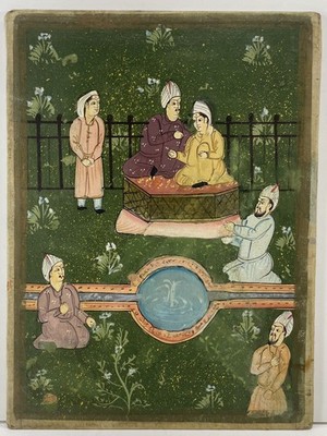 Antique Persian Mughal Turkish Ottoman Miniature Oil Painting on Wood Panel