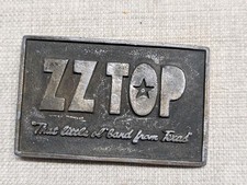 vintage ZZ TOP belt buckle SOLID BRASS heavy WESTERN cowboy  AS-IS 