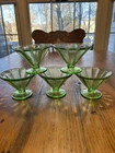 Vintage Federal Glass Co/Marked-Uranium Glass Green Sherbet/Dessert Cups-Set 5