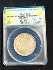 1864 S SEATED LIBERTY HALF DOLLAR ANACS VF 20 DETAILS MOUNT REMOVED RE-ENGRAVED