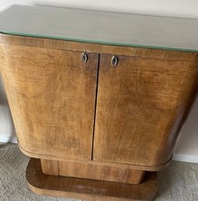 Antique Wood Cabinet Glass Top 3 Raised Panel Doors Distressed Brown 40x19x5ft