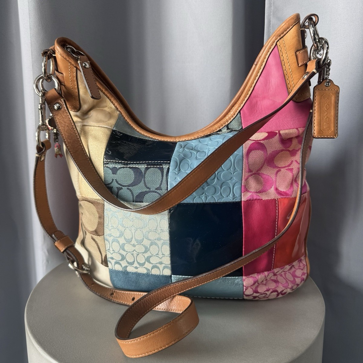 Y2K Coach Patchwork Hobo Shoulder Purse F14650 Signature Logo Bag