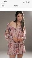 Mare Mare SmallLong-Sleeve Mini Dress Anthropologie Pink Floral NWT