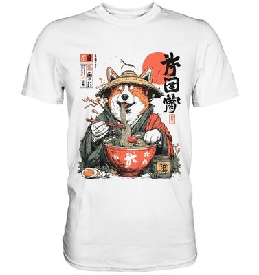 Retro Japan T-Shirt mit Fuchs, Ramen Nudeln,  Anime  Style, Manga Shirt