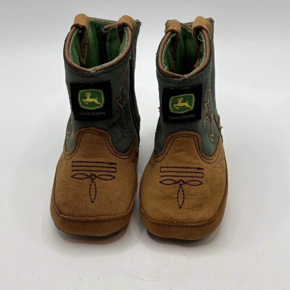 John Deere Botas Vaqueras Johnny Poppers Botas Infantiles Cuero Talla 0M Foto 3 de 4