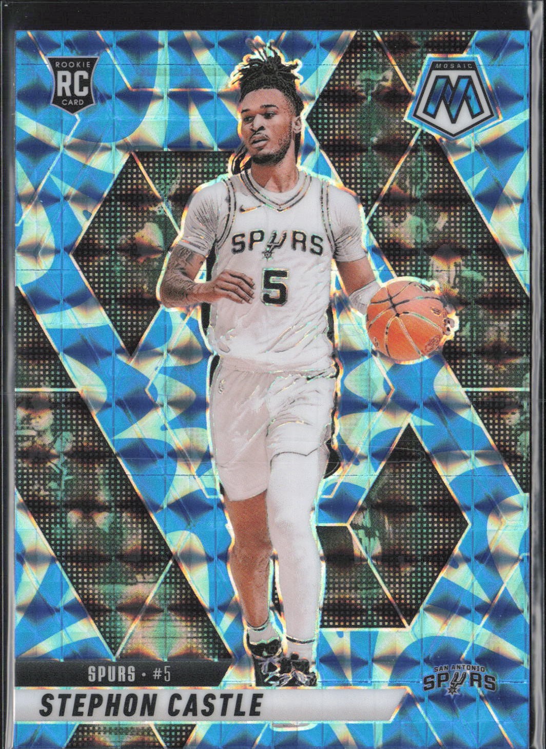 2024-25 Panini Mosaic #236 Stephon Castle Reactive Blue Mosaic