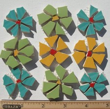1.5" Colorful Floral Mosaic Tile Set Mix Size Broken China Plate Tiles on Mesh