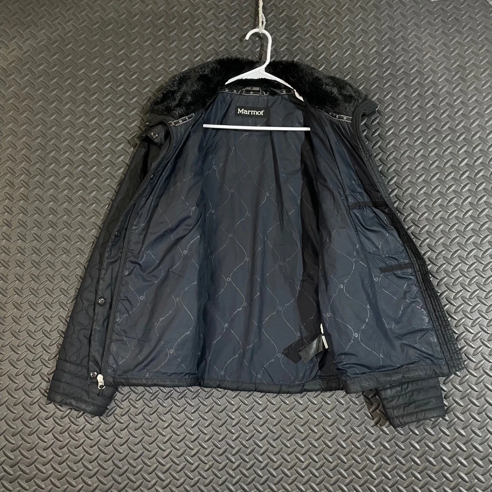 Chaqueta acolchada negra para mujer Marmot cuello de piel sintética talla grande L abrigo cálido de invierno Foto 4 de 4