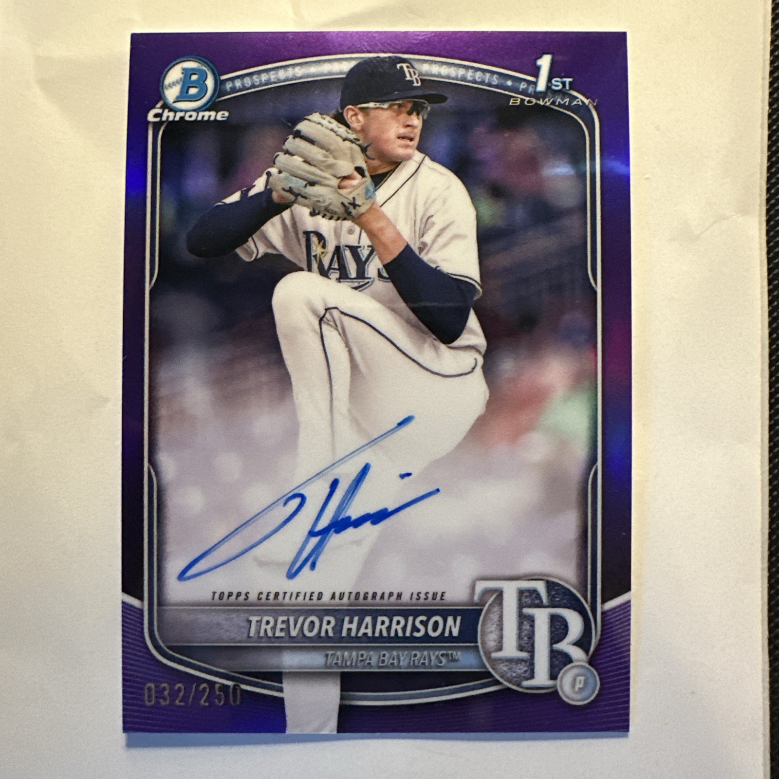 TREVOR HARRISON 2025 BOWMAN CHROME 1ST PURPLE REFRACTOR AUTO /250 Q3841