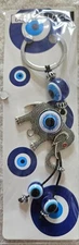 EVIL EYE ELEPHANT KEYCHAIN STAINLESS STEEL W/ RED EYE RHINESTONE PENDANT AMULET!