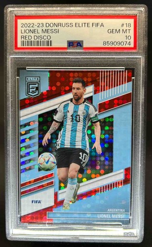 2022-23 Panini Donruss Elite FIFA Lionel Messi Disco Red #18 Argentina PSA 10