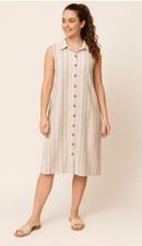 Mlle Gabrielle Shirt Dress Button Front Sleeveless Striped Pink Green Blue 2X