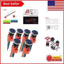 19mm Latching Push Button Switch Set of 6 - Waterproof LED Control for Vehicles
