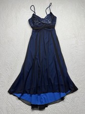 Windsor Womens Size S Leila Spaghetti Strap Sequin Blue Mini Bodycon Dress