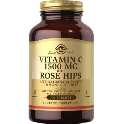 Vitamin C 1500 mg mit Hagebutten 90 Tabletten Solgar