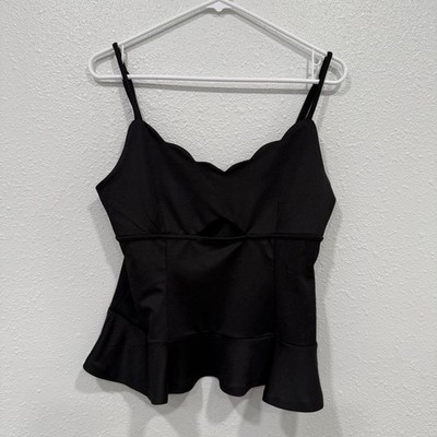 Meraki Black Scalloped Peplum Camisole Top Cutout XL MT6470233EMK