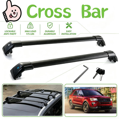 2Pcs Lockable Roof Rail Rack Cross Bar Crossbar Fit for Ford Explorer 2020-2023