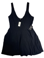 NWT Express Black Mini Skater Romper Dress Built-In Shorts Women’s Medium