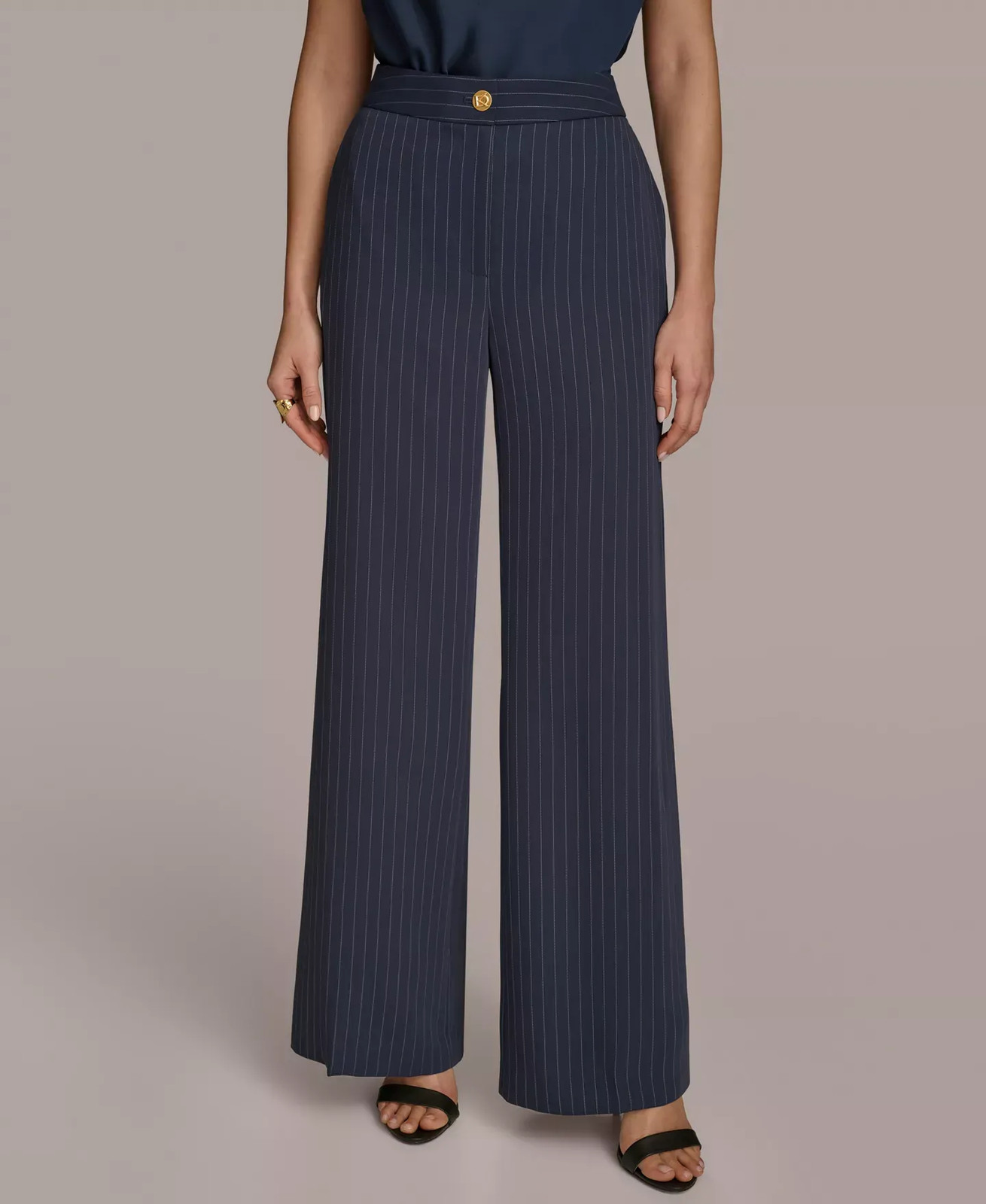 Donna Karan New York Women's Pants Sz 10 Pinstripe Wide-Leg