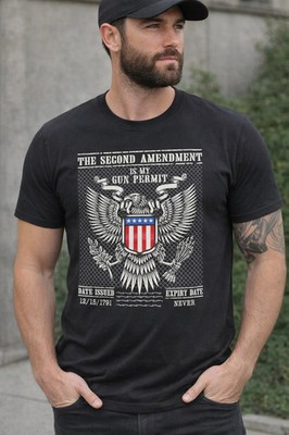 Second Amendment Graphic T Shirt Mens Black Cotton Tee Casual Patriotic