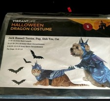 Vibrant Life Halloween Dragon Costume for Dog/Cat 10-20 LB Size Small, Blue