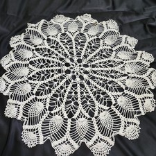 Vintage Crocheted Doilie Pineapple Pattern 31x31 Inch Circle