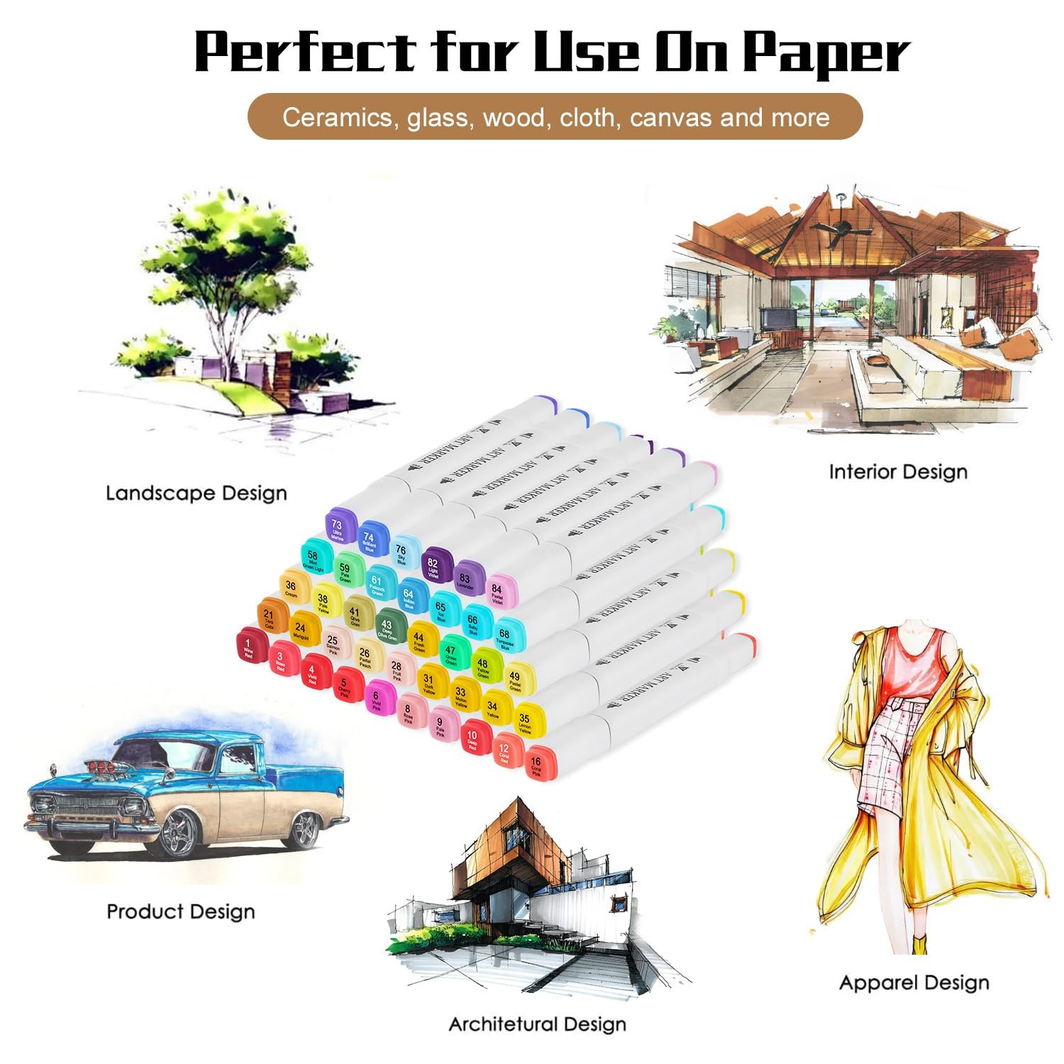 100 Colors Alcohol Based Markers, Fine & Broad Dual Tip Permanent Artist Art ...