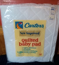 Vtg Carter’s QUILTED BABY PAD Nursery White 27" x 52" Crib NEW