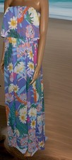 Woman’s Floral Beach Vacation Strapless Long Dress Size L NWOT MULTICOLOR