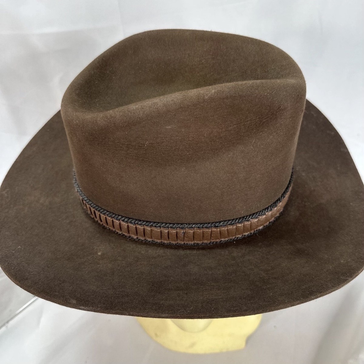 Vintage Stetson 3X Beaver Cowboy Hat Brown Long Oval 7 1/4 Very