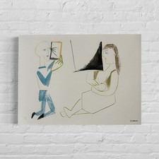 Nummerierte Edition Pablo Picasso "Clown und nackte Frau, Verve, 1954 Kunstdruck