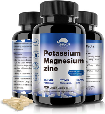 Potassium Magnesium Supplement 1000Mg, Magnesium Potassium Zinc Aspartate Suppor