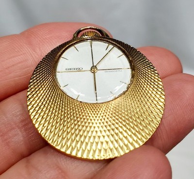 Vintage SEIKO 1970 White Gold Plated Mechanical 21-7160 Pendant