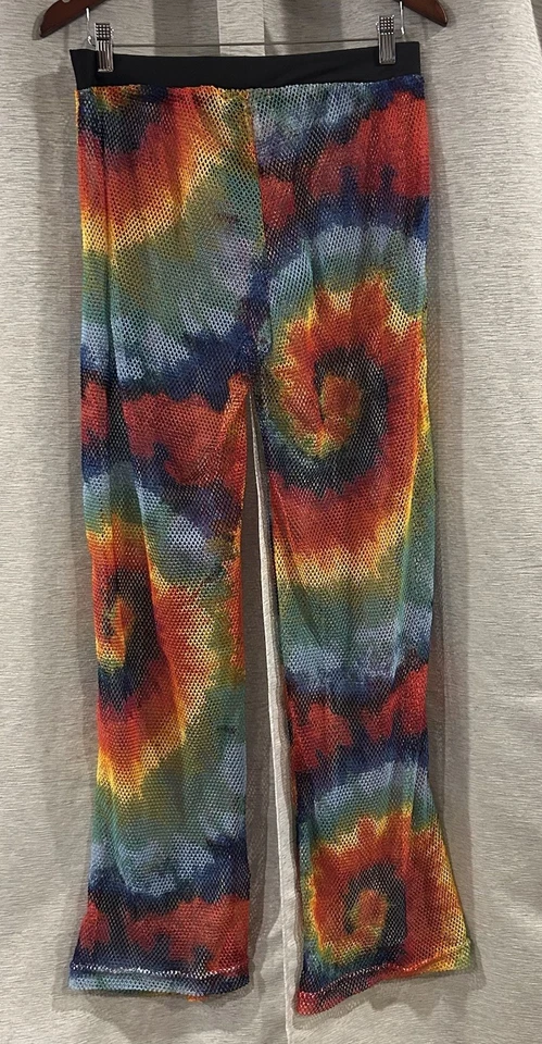 Pantalones NYC Tie Dye Colorido Malla Red de Peces Talla XL Festival Retro Foto 4 de 4