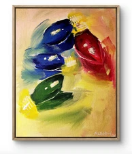 Original Art Lights 14x11  Contemporary Impressionist Christmas Painting