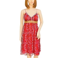 NICOLE MILLER COLLECTION Silk Empire Waist Dress Womens Size 4 Animal Prints