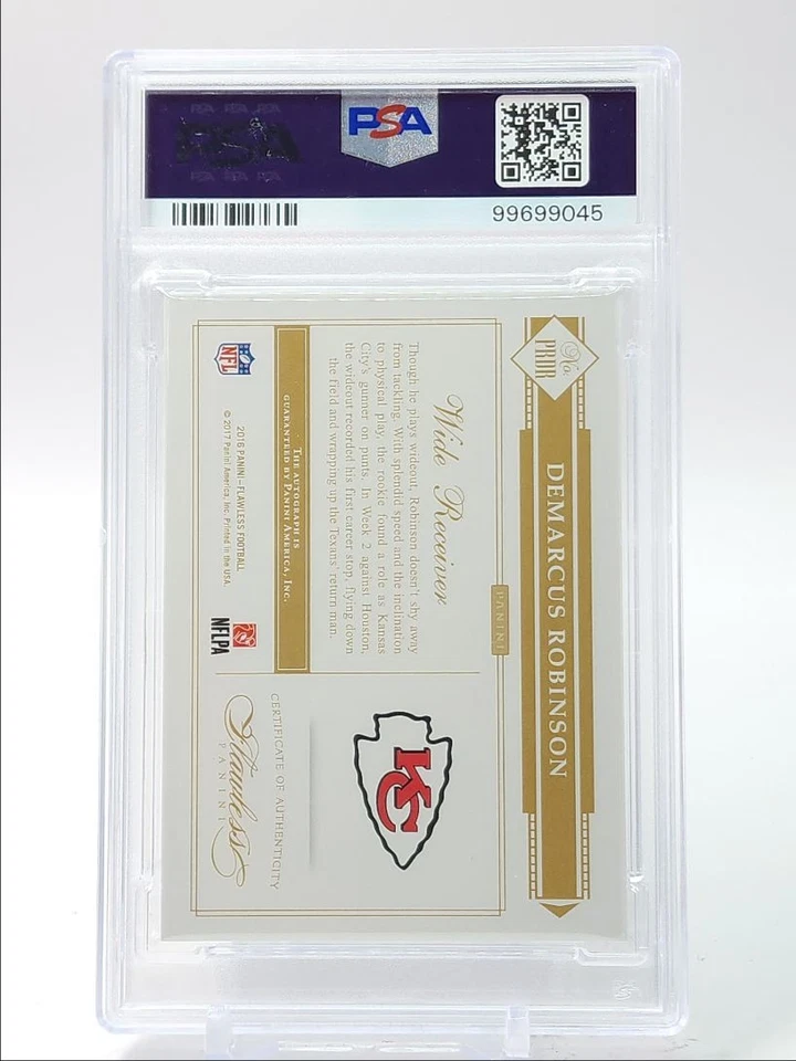 DEMARCUS ROBINSON 2016 FLAWLESS ROOKIE EMERALD MINT RC AUTO 5/5 PSA 9 Q2820 - Image 2 of 2