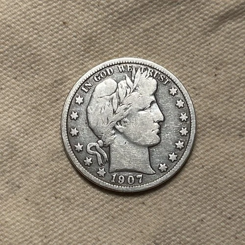 1907 S Barber Silver Half Nice FN Fine U.S. 50c Type Coin (ZM)