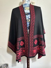 Peruvian Womens Ruana Reversible Alpaca Wool Poncho